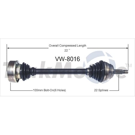 Surtrack Axle Cv Axle Shaft, Vw-8016 VW-8016
